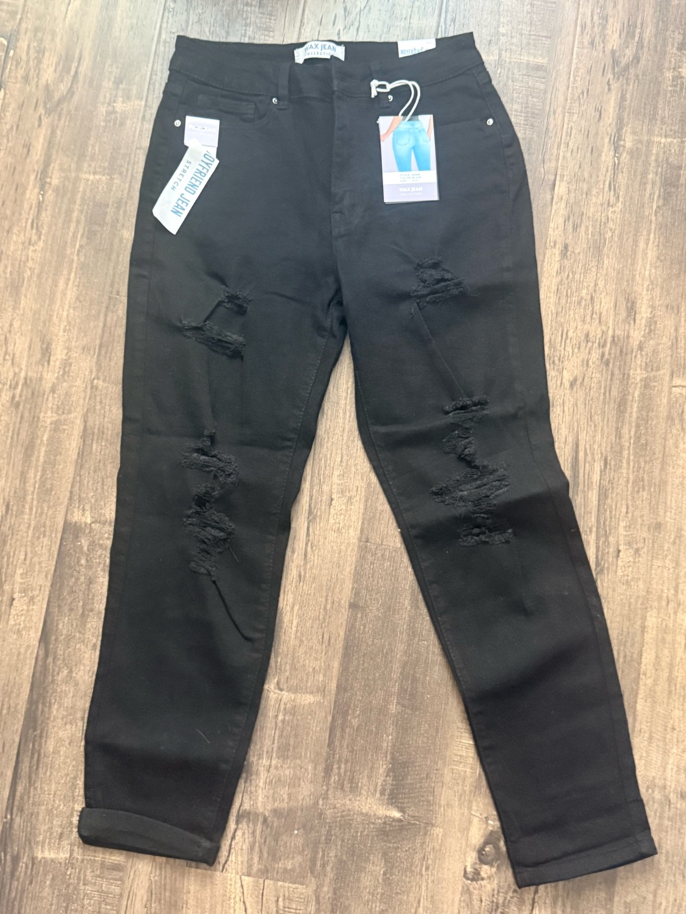 Wax Jean Black Distressed Skinny Jeans